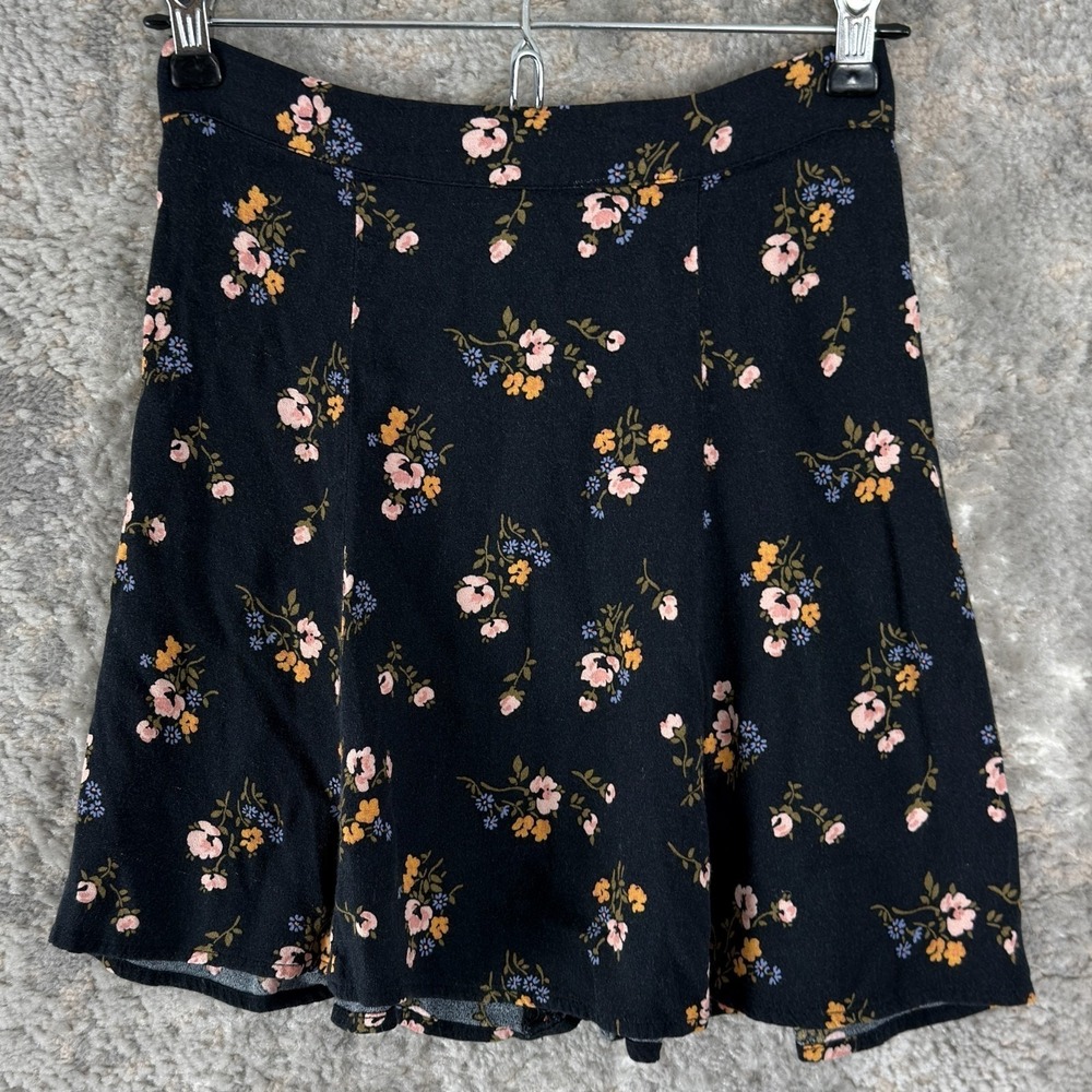 Reformation Size 0 Dark Floral Print Mini A‎ Line Skirt Zip Casual Zip